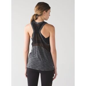 Lululemon Work the Circuit Tank – Sheer Back – Black Heather Gray – Size 4